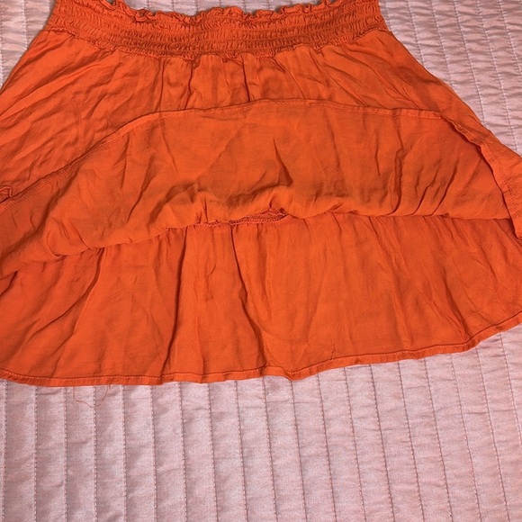 by Anthropologie Orange Smocked Mini Skirt size Small - Picture 5 of 11